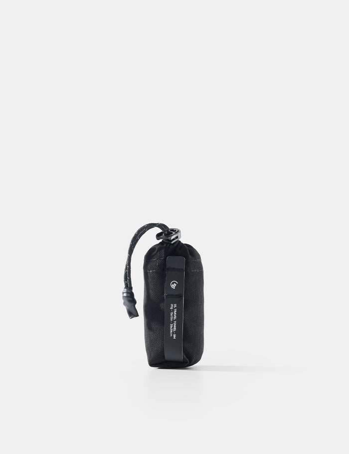 gray towel pouch on a white background