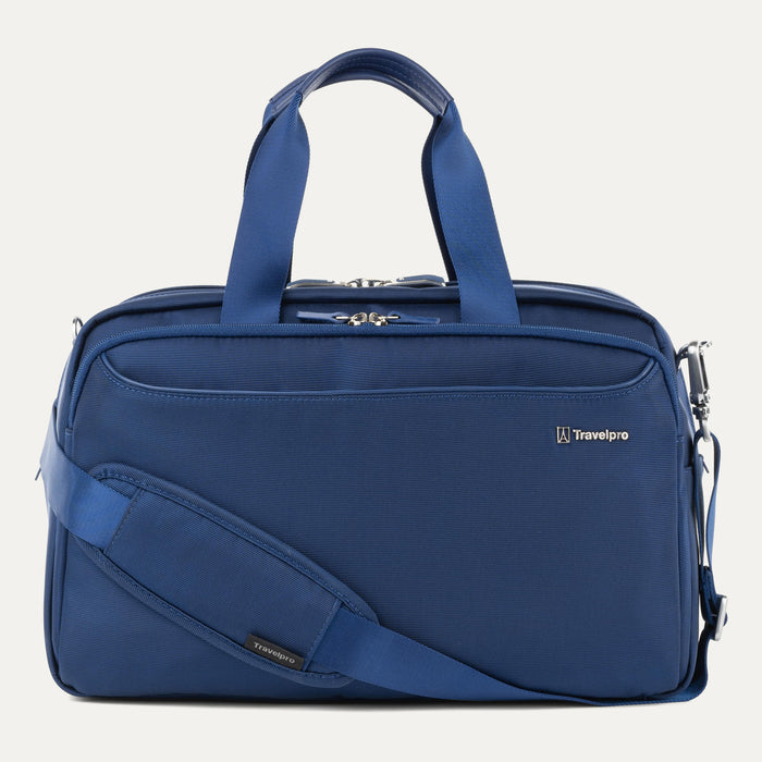 Front of VersaPack+ UnderSeat Travel Tote with Trolley Sleeve in Blue