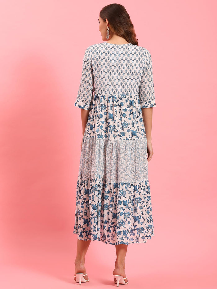 White Floral Printed Dress.