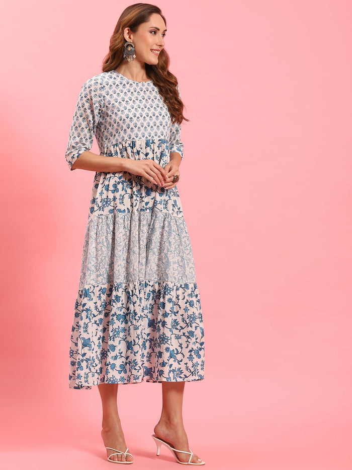 White Floral Printed Dress.