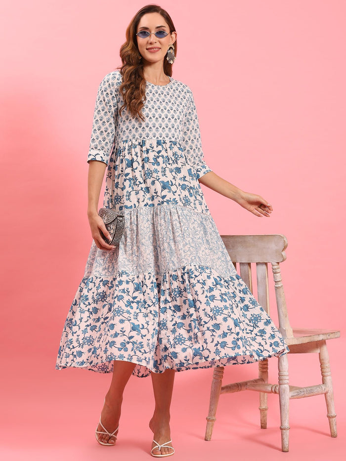 White Floral Printed Dress.