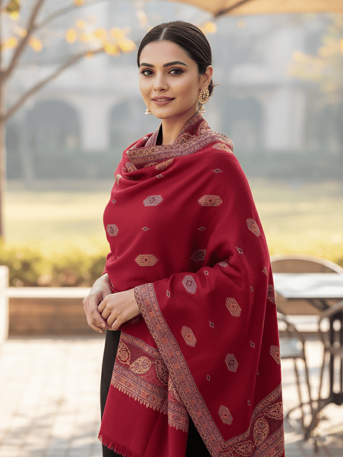 Winter Wear - Amazing Maroon Acrylic Stole For Women.