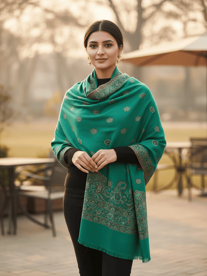 Winter Wear - Beautiful Green Acrylic Stole For Women.