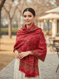 Winter Wear - Beautiful Maroon Acrylic Stole For Women.