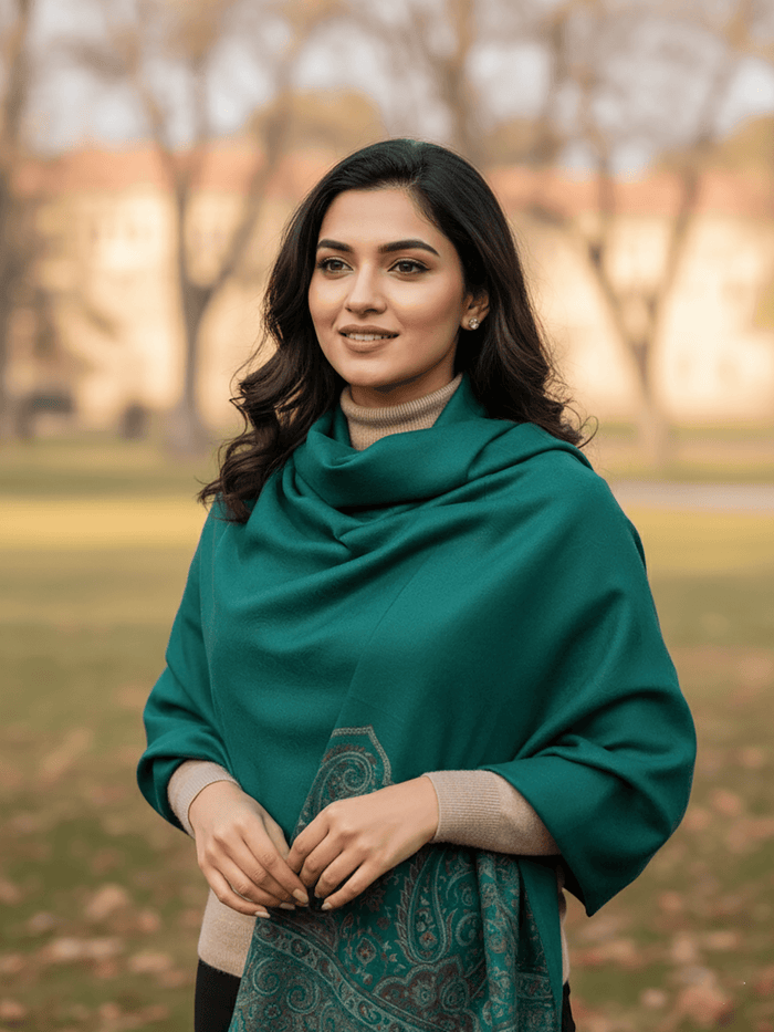 Winter Wear - Classy Green Acrylic Stole For Women.