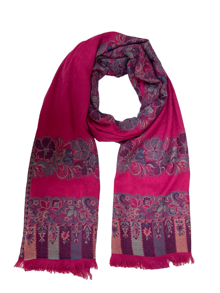 Winter Wear - Fancy Pink Acrylic Stole For Women.