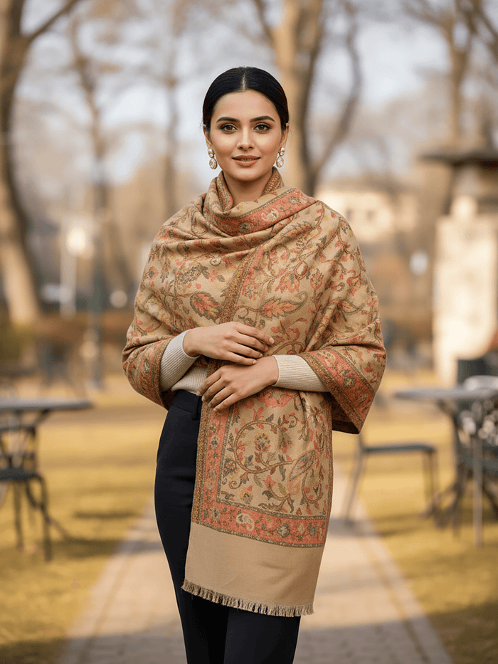Winter Wear - Gorgeous Beige Acrylic Stole For Women.