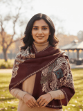 Winter Wear - Soft Knitted Warm Acrylic Maroon Women Shawl.