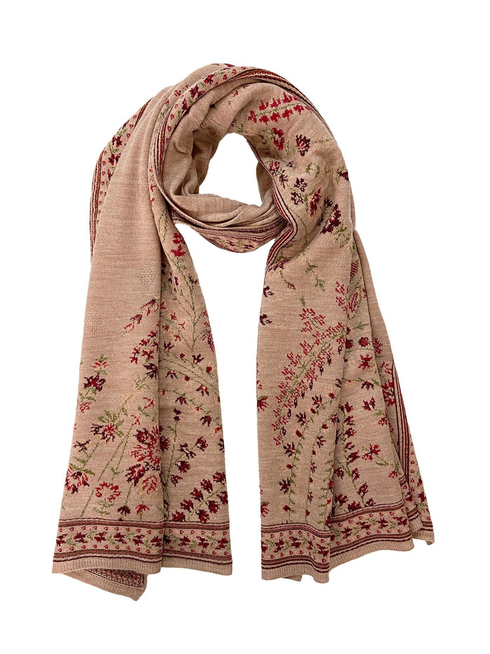 Winter Wear - Soft Knitted Warm Beige Acrylic Shawl For Women.