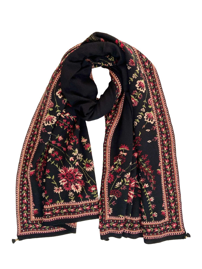 Winter Wear - Soft Knitted Warm Black Acrylic Shawl For Women.