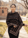 Winter Wear - Soft Knitted Warm Black Acrylic Woven Design Shawl.