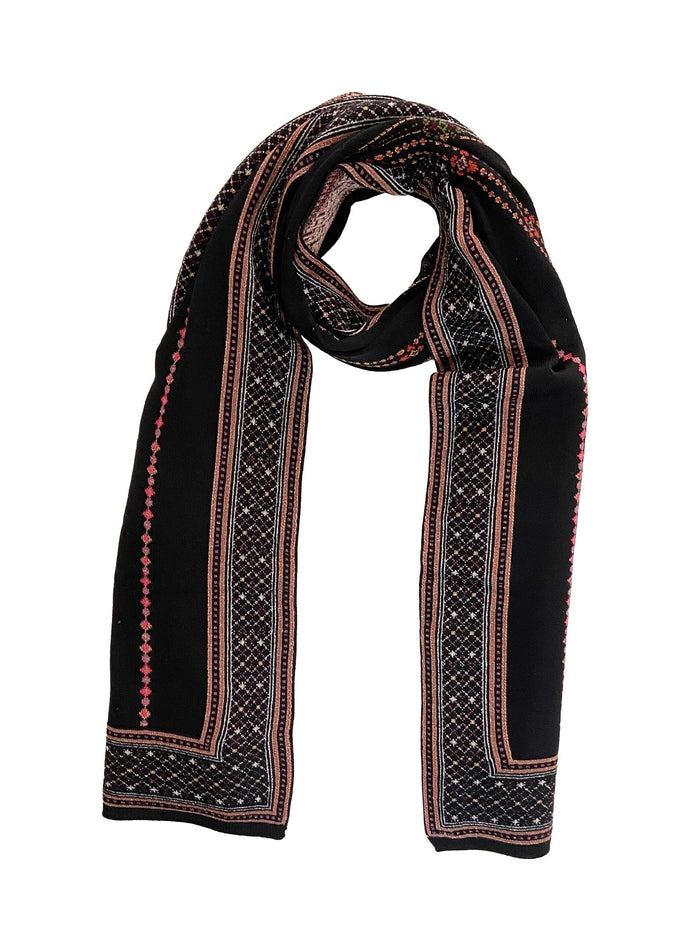 Winter Wear - Soft Knitted Warm Black Acrylic Woven Design Shawl.