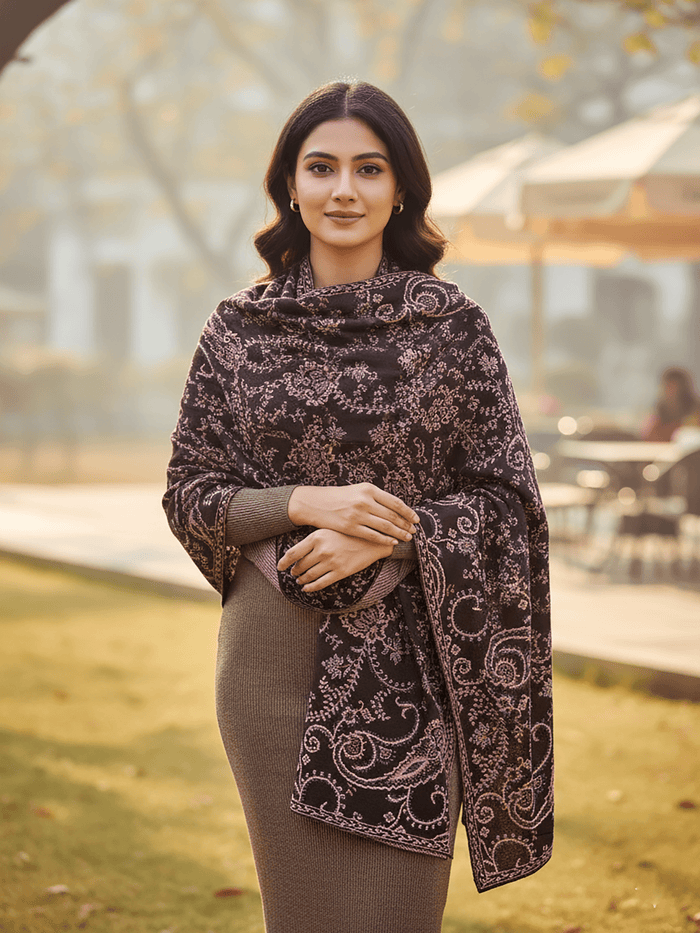Winter Wear - Soft Knitted Warm Black Women Shawl.