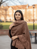 Winter Wear - Soft Knitted Warm Brown Acrylic Woven Design Shawl.
