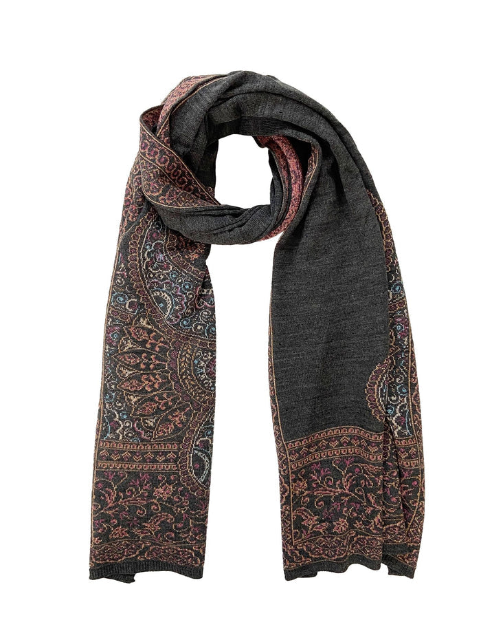 Winter Wear - Soft Knitted Warm Dark Grey Acrylic Shawl For Women.