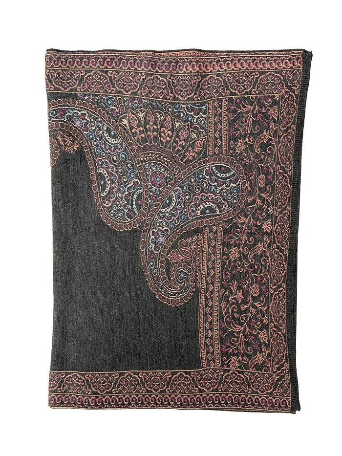 Winter Wear - Soft Knitted Warm Dark Grey Acrylic Shawl For Women.