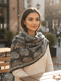Winter Wear - Soft Knitted Warm Dark Grey Acrylic Women Shawl.