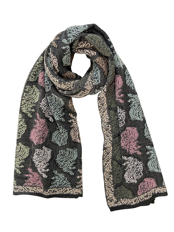 Winter Wear - Soft Knitted Warm Dark Grey Acrylic Women Shawl.
