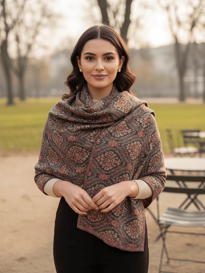 Winter Wear - Soft Knitted Warm Grey Acrylic Shawl For Women.