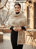 Winter Wear - Soft Knitted Warm Light Acrylic Beige Women Shawl.