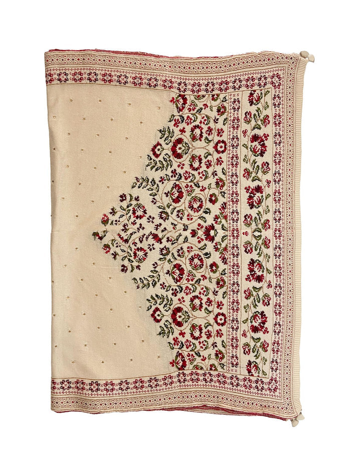 Winter Wear - Soft Knitted Warm Light Beige Acrylic Shawl For Women.