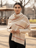 Winter Wear - Soft Knitted Warm Light Beige Acrylic Women Shawl.