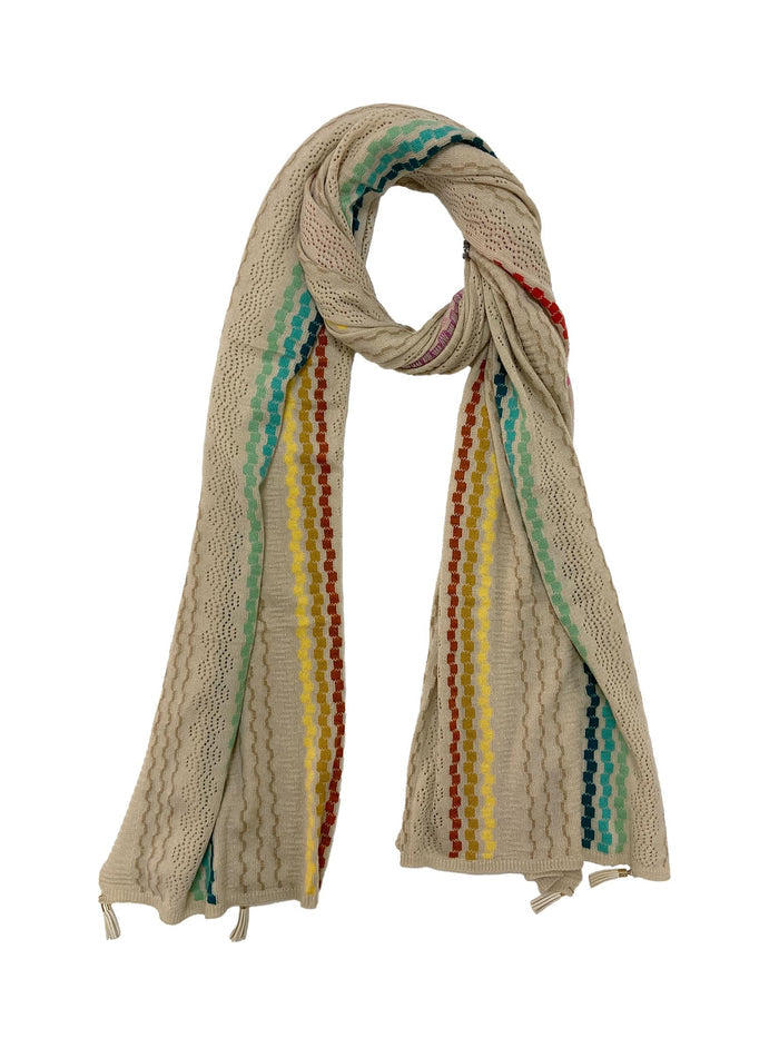 Winter Wear - Soft Knitted Warm Light Beige Acrylic Woven Design Shawl.