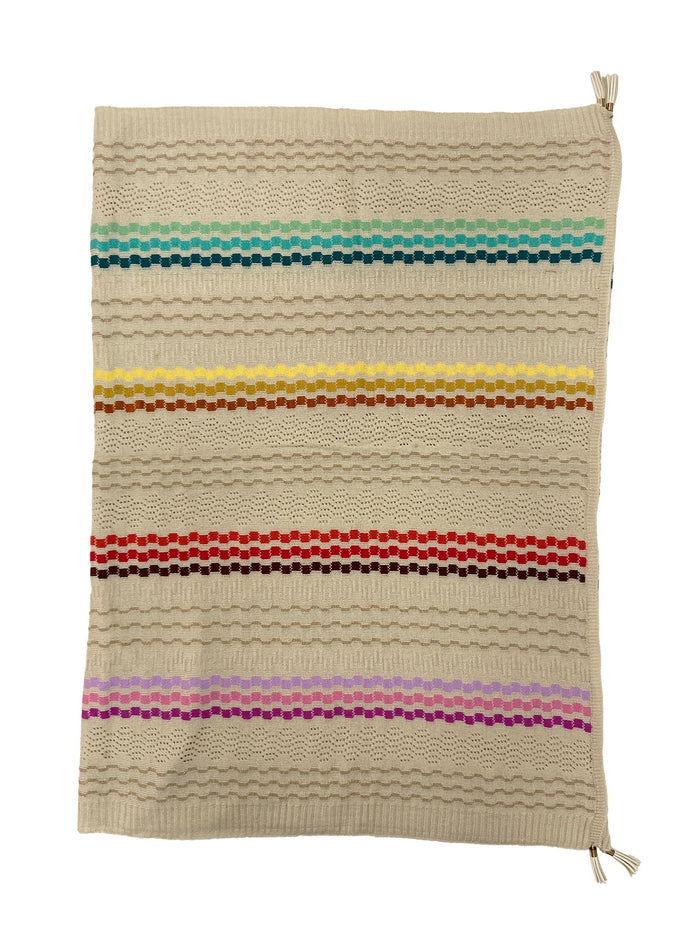 Winter Wear - Soft Knitted Warm Light Beige Acrylic Woven Design Shawl.