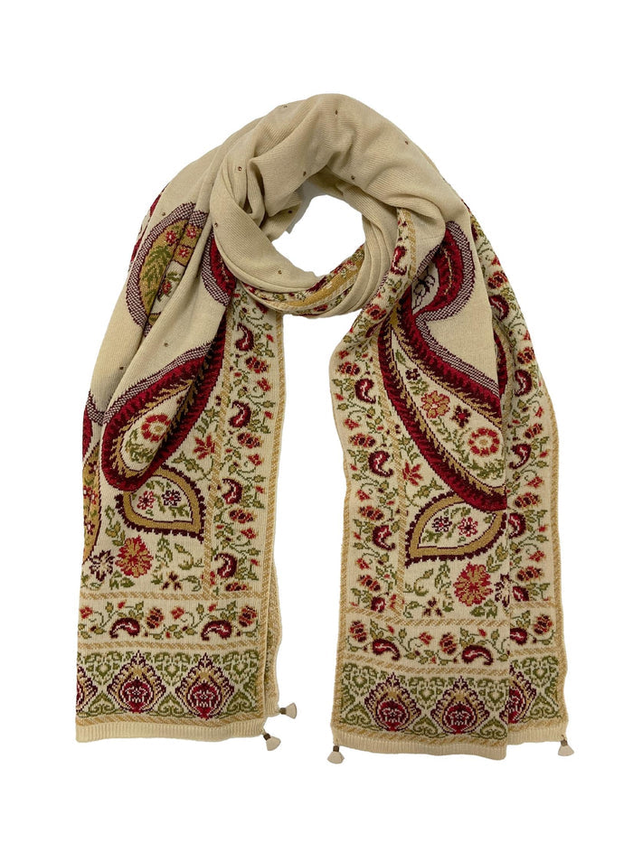 Winter Wear - Soft Knitted Warm Light Beige Women Shawl.