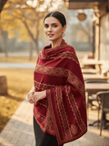 Winter Wear - Soft Knitted Warm Maroon Acrylic Shawl For Women.