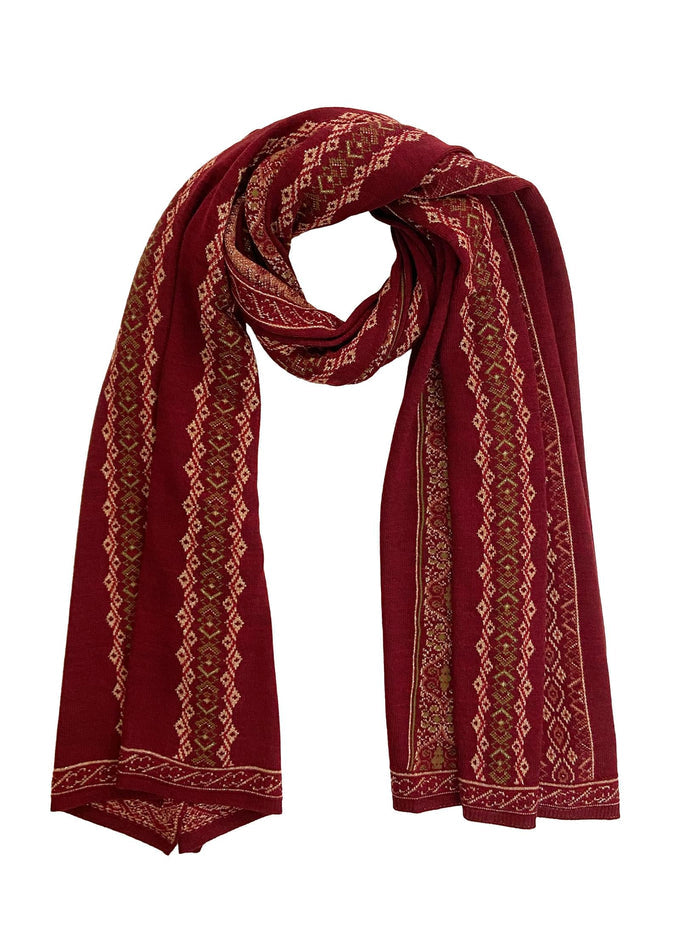 Winter Wear - Soft Knitted Warm Maroon Acrylic Shawl For Women.
