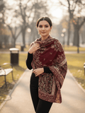 Winter Wear - Soft Knitted Warm Maroon Acrylic Women Shawl.