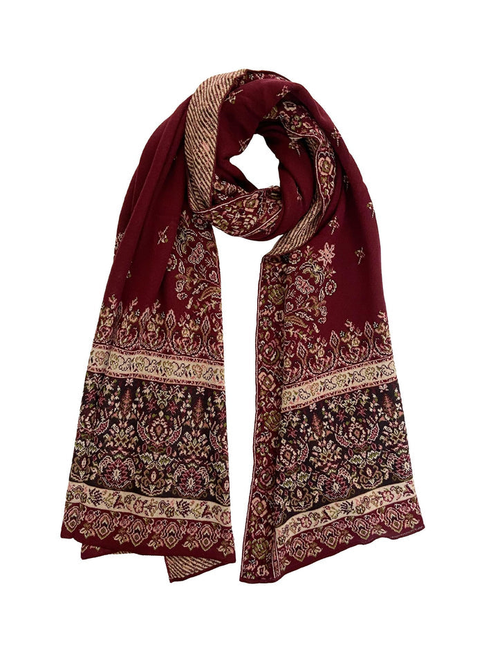 Winter Wear - Soft Knitted Warm Maroon Acrylic Women Shawl.