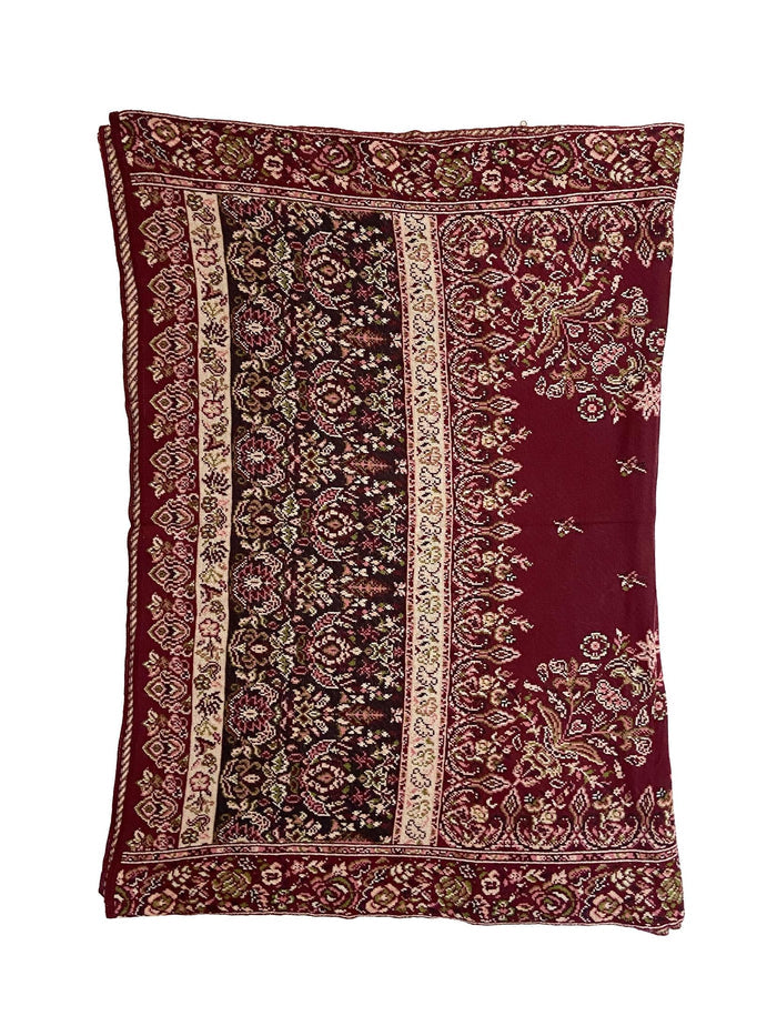 Winter Wear - Soft Knitted Warm Maroon Acrylic Women Shawl.