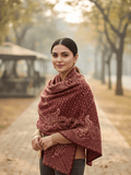 Winter Wear - Soft Knitted Warm Maroon Women Shawl.