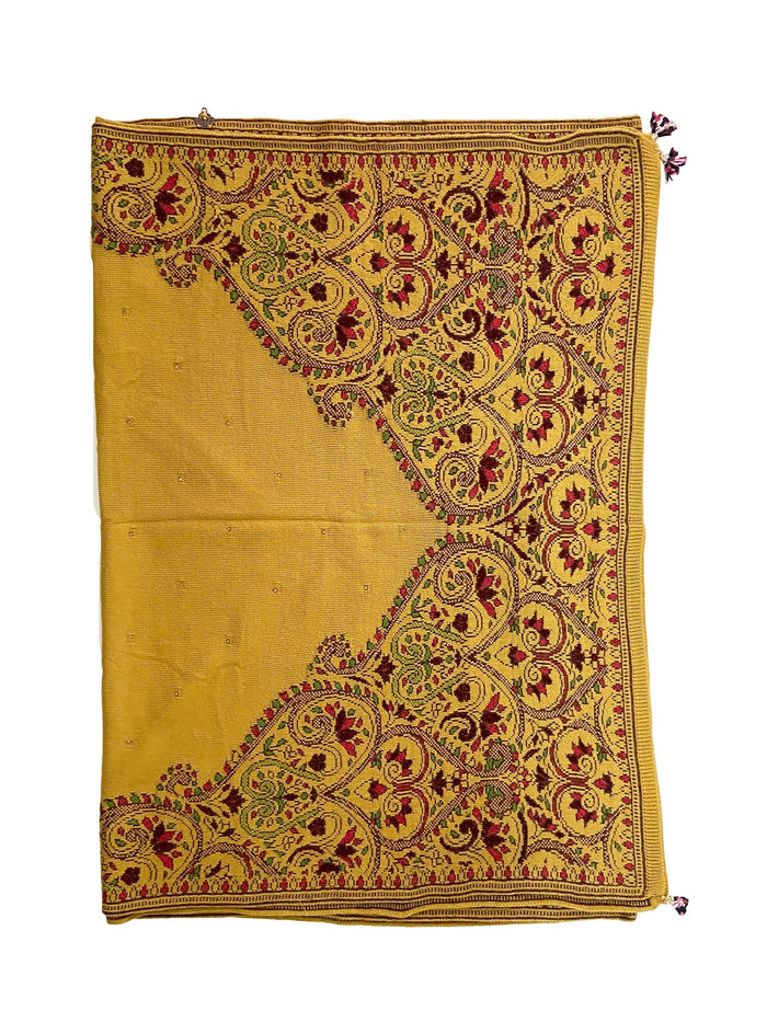 Winter Wear - Soft Knitted Warm Mustard Acrylic Women Shawl.