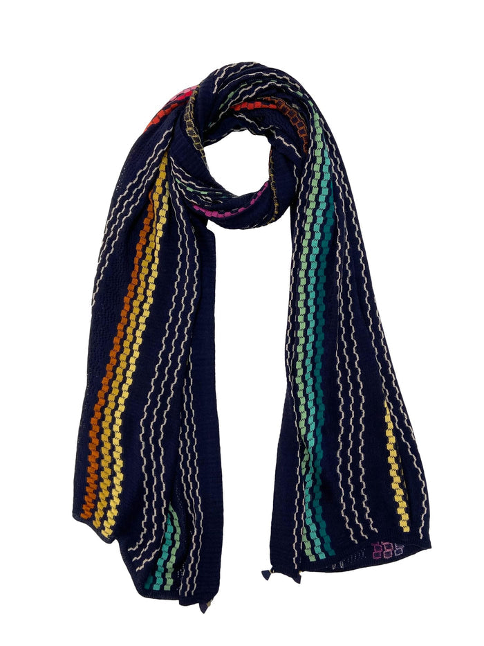 Winter Wear - Soft Knitted Warm Navy Blue Acrylic Shawl For Women.