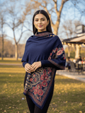 Winter Wear - Soft Knitted Warm Navy Blue Acrylic Women Shawl.