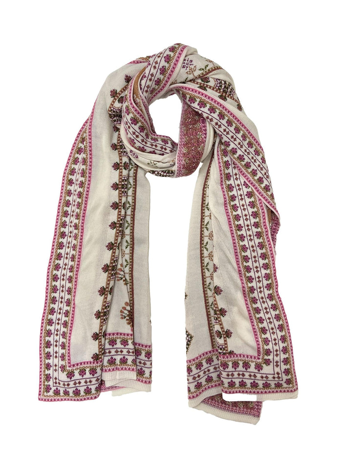 Winter Wear - Soft Knitted Warm Off White Acrylic Shawl For Women.