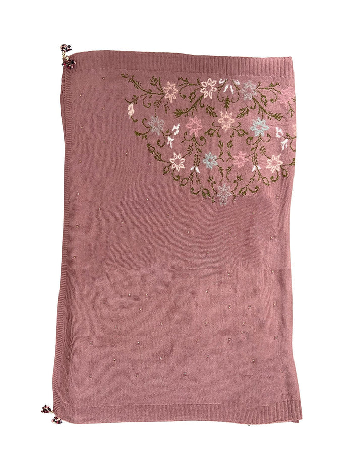 Winter Wear - Soft Knitted Warm Pink Acrylic Woven Design Shawl.