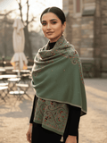 Winter Wear - Soft Knitted Warm Sea Green Acrylic Women Shawl.