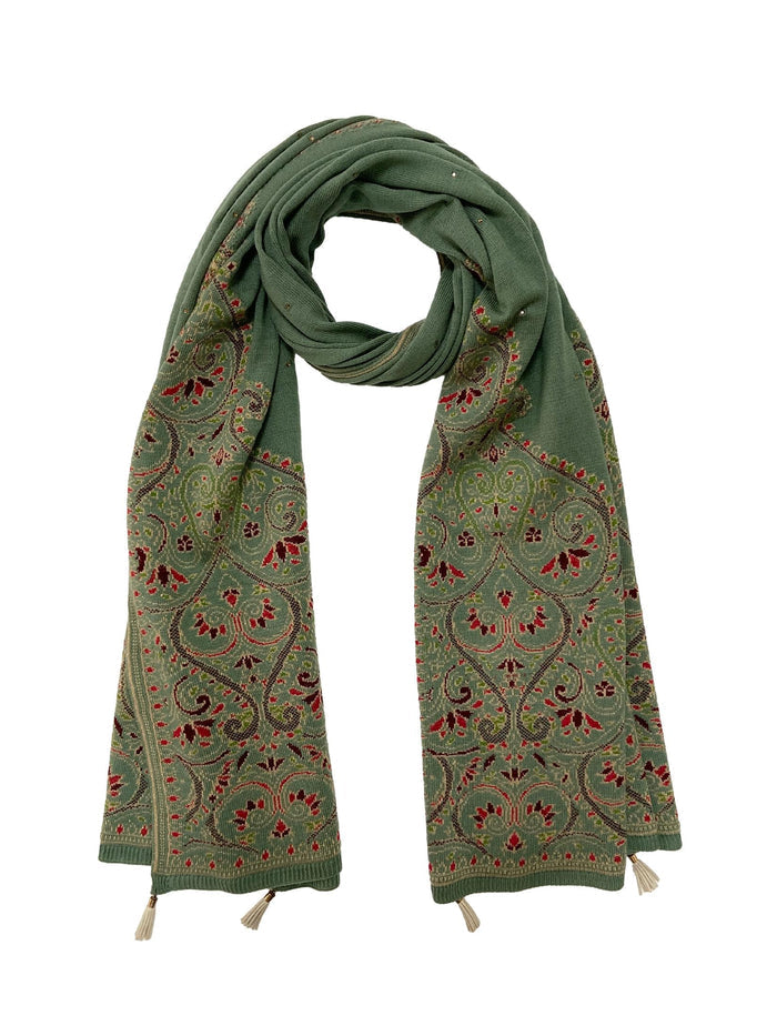 Winter Wear - Soft Knitted Warm Sea Green Acrylic Women Shawl.