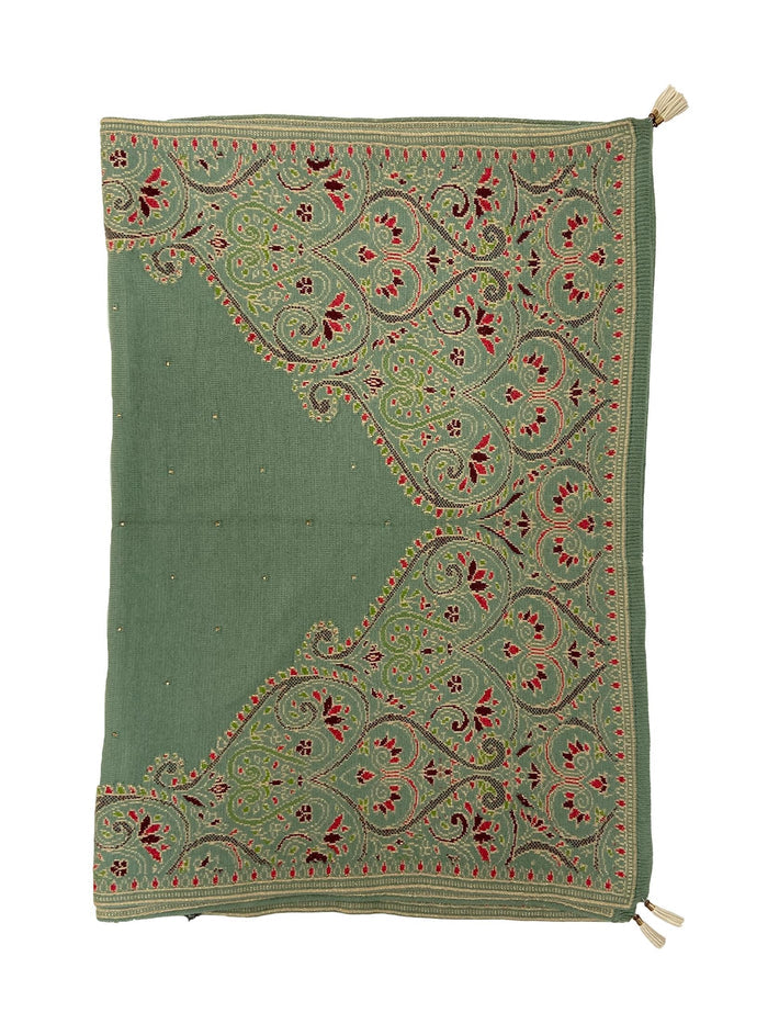 Winter Wear - Soft Knitted Warm Sea Green Acrylic Women Shawl.