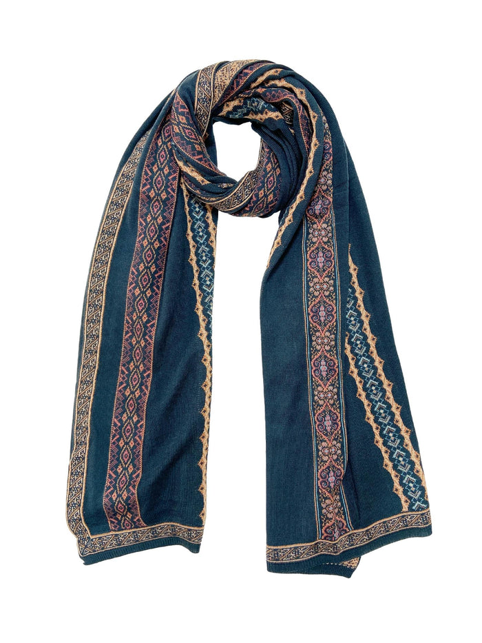Winter Wear - Soft Knitted Warm Teal Acrylic Women Shawl.