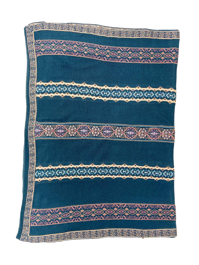 Winter Wear - Soft Knitted Warm Teal Acrylic Women Shawl.