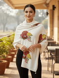 Winter Wear - Soft Knitted Warm White Acrylic Shawl For Women.