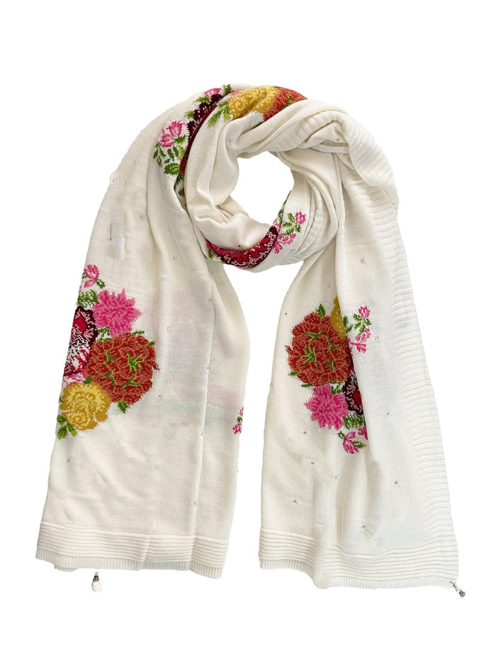 Winter Wear - Soft Knitted Warm White Acrylic Shawl For Women.