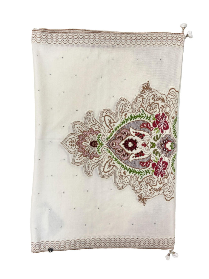 Winter Wear - Soft Knitted Warm White Acrylic Women Shawl.
