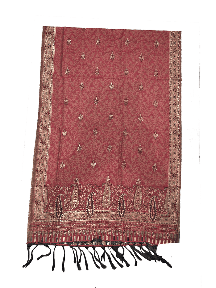 Winter Wear - Soft Maroon Acrylic Stole For Women.