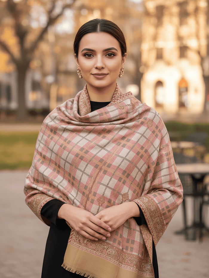 Winter Wear - Stylish Beige Acrylic Stole For Women.